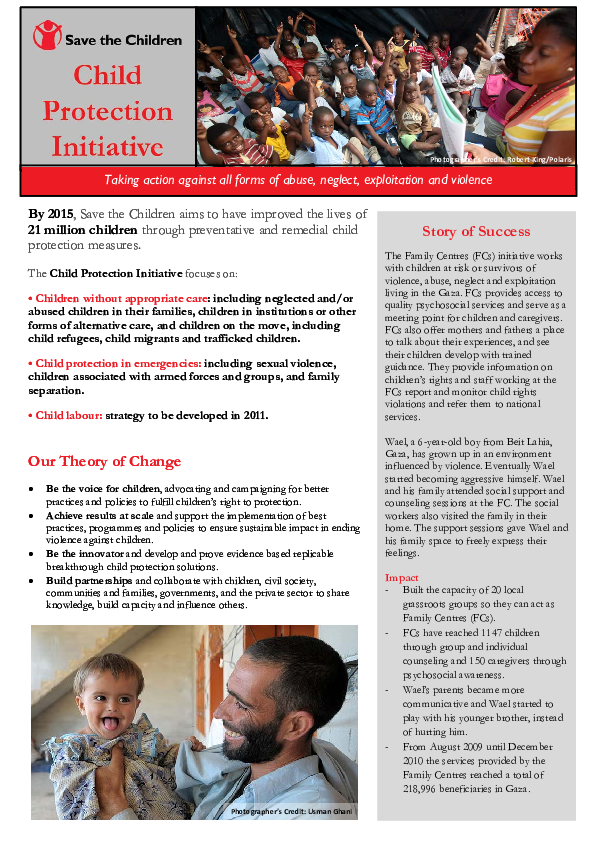 Child Protection Initiative. Taking action against all forms of abuse, neglect, exploitation and